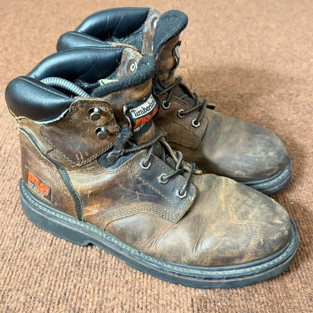 Timberland PRO Series Mens 8.5 M Brown Leather Work Boots 33046‎ Lace Up Ankle